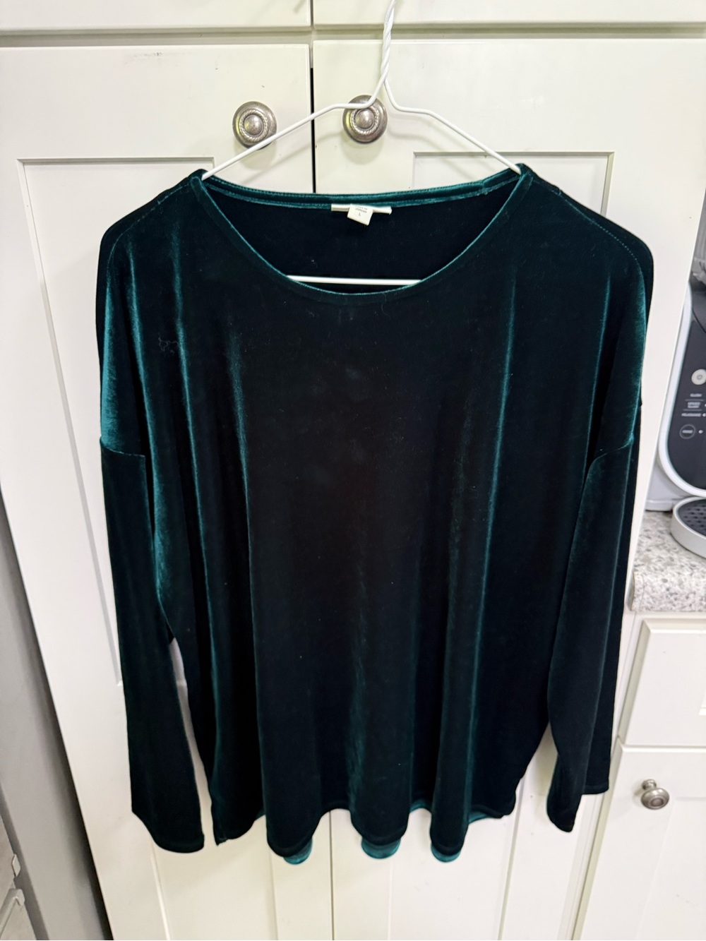 J. Jill Deep Emerald Velvet Long Sleeve Blouse size Large